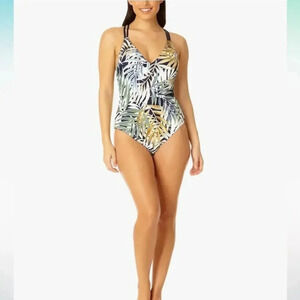 Hurley Palm Frond One Piece Swimsuit UPF 50+ Size Large NWOT